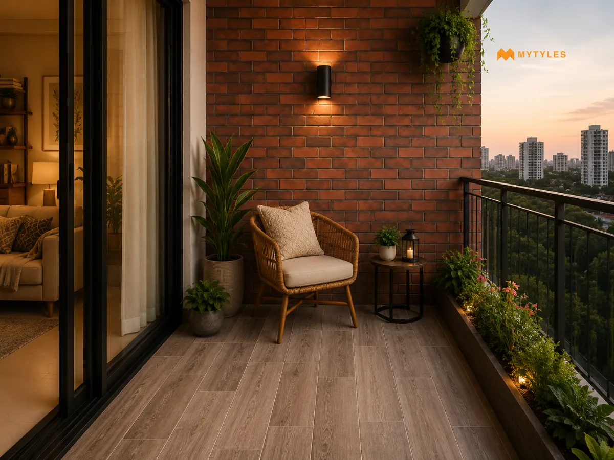 Brick-Look Tiles For One Balcony Feature Wall